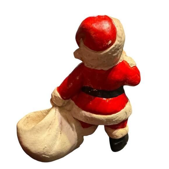 VTG Santa w/ Bag & Pipe Christmas Holiday Figurine Planter 70s Succulents READ - Picture 6 of 8